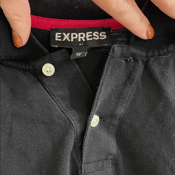 Express Men's Polo Shirt in Black with Red/White Trim - Picture 5 of 5